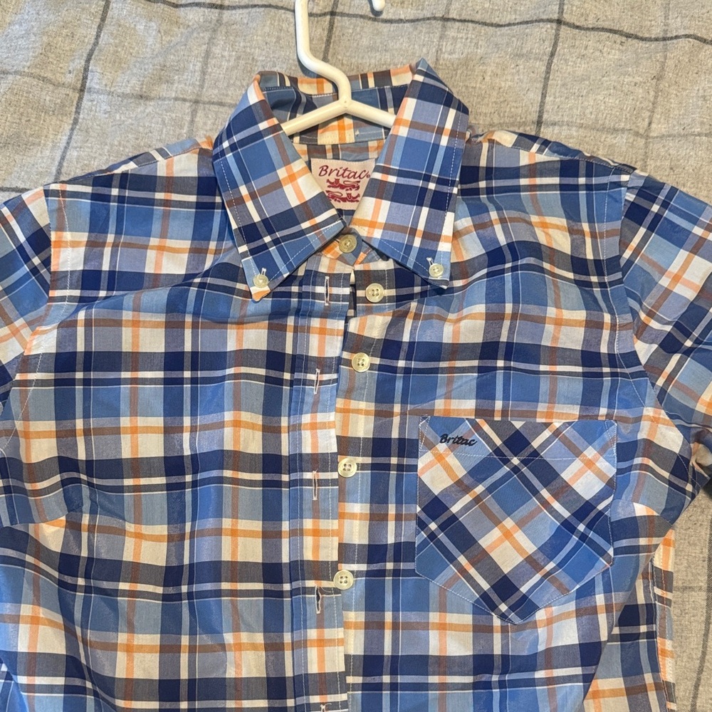 Britches Blue and Orange Plaid Shirt